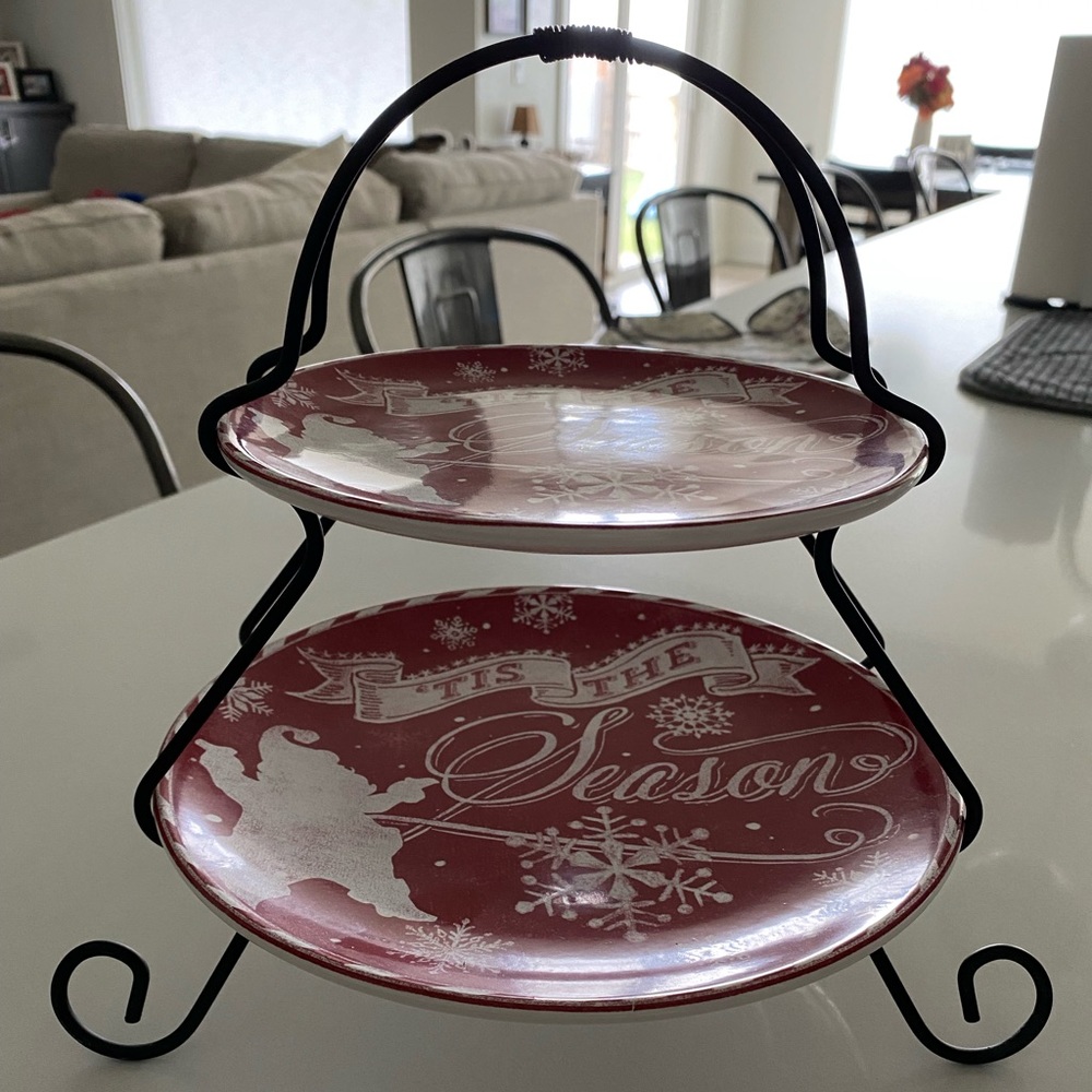 Christmas Appetizer Plates with tree holder - Picture 2 of 2